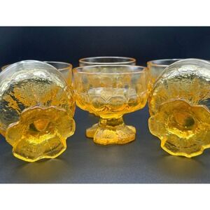 Vintage Tiffin Franciscan Madeira Cornsilk Yellow Footed Compote Set of 6 Bowls